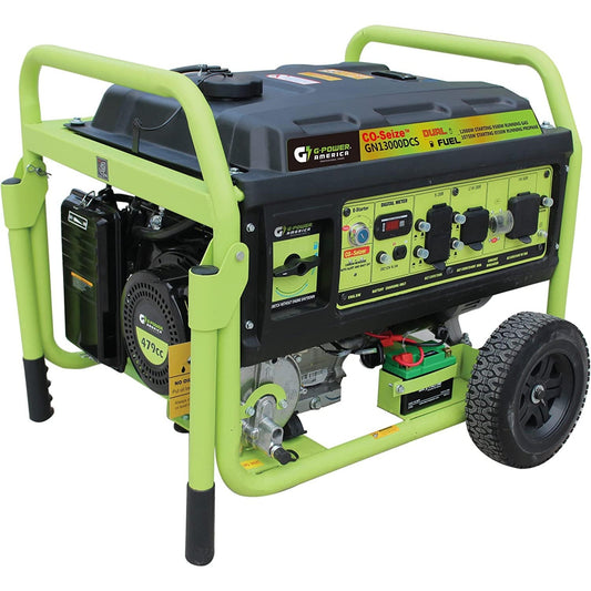 Green-Power America 13,000-Watt Portable Duel Fuel Generator with CO-Seizer CO Protection System - GN13000DCS