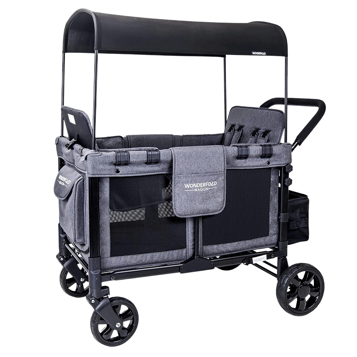 WonderFold W4 Elite Push/Pull 4-Passenger Quad Stroller Wagon Gray New