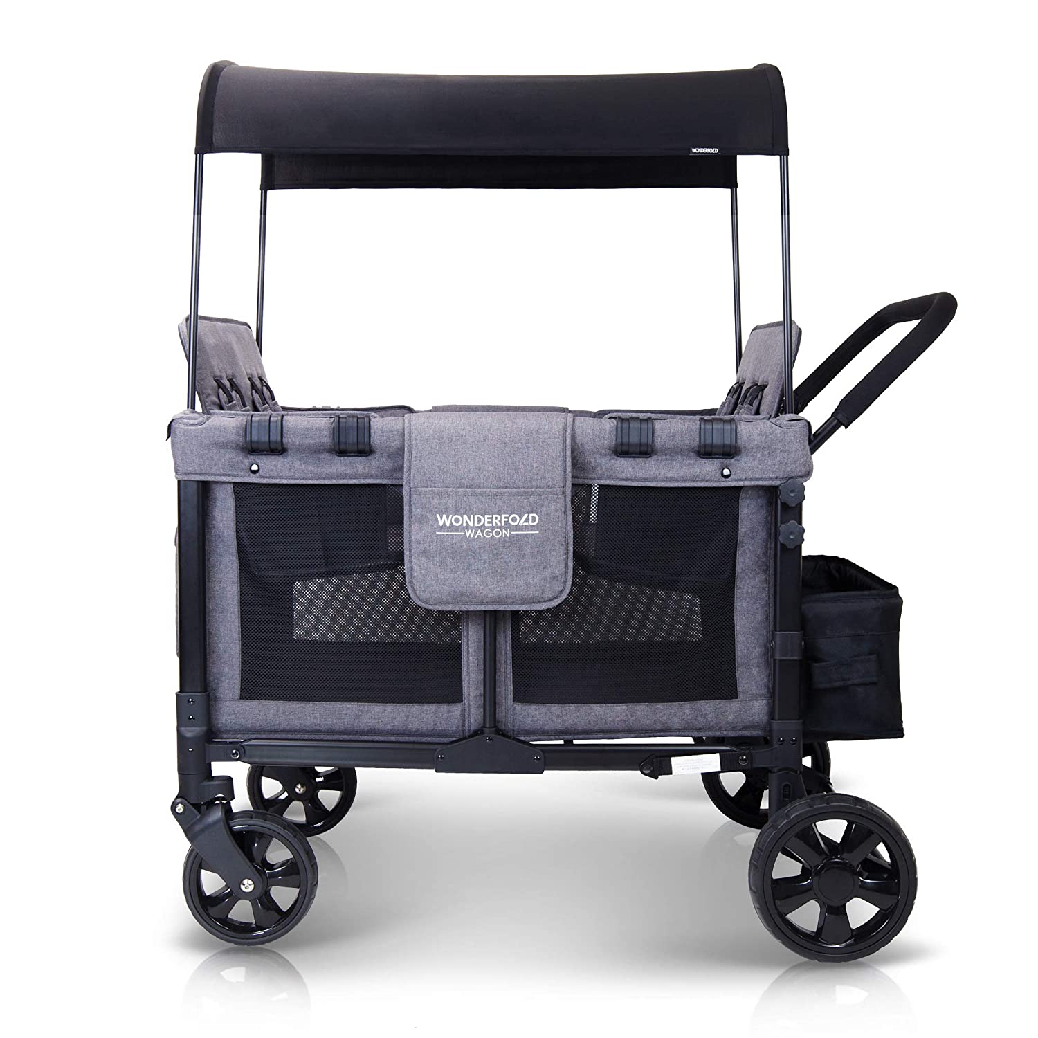 WonderFold W4 Elite Push/Pull 4-Passenger Quad Stroller Wagon Gray New