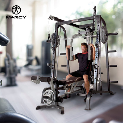 Marcy Deluxe Diamond Elite Smith Cage Home Workout Total Body Gym Machine System - 65793