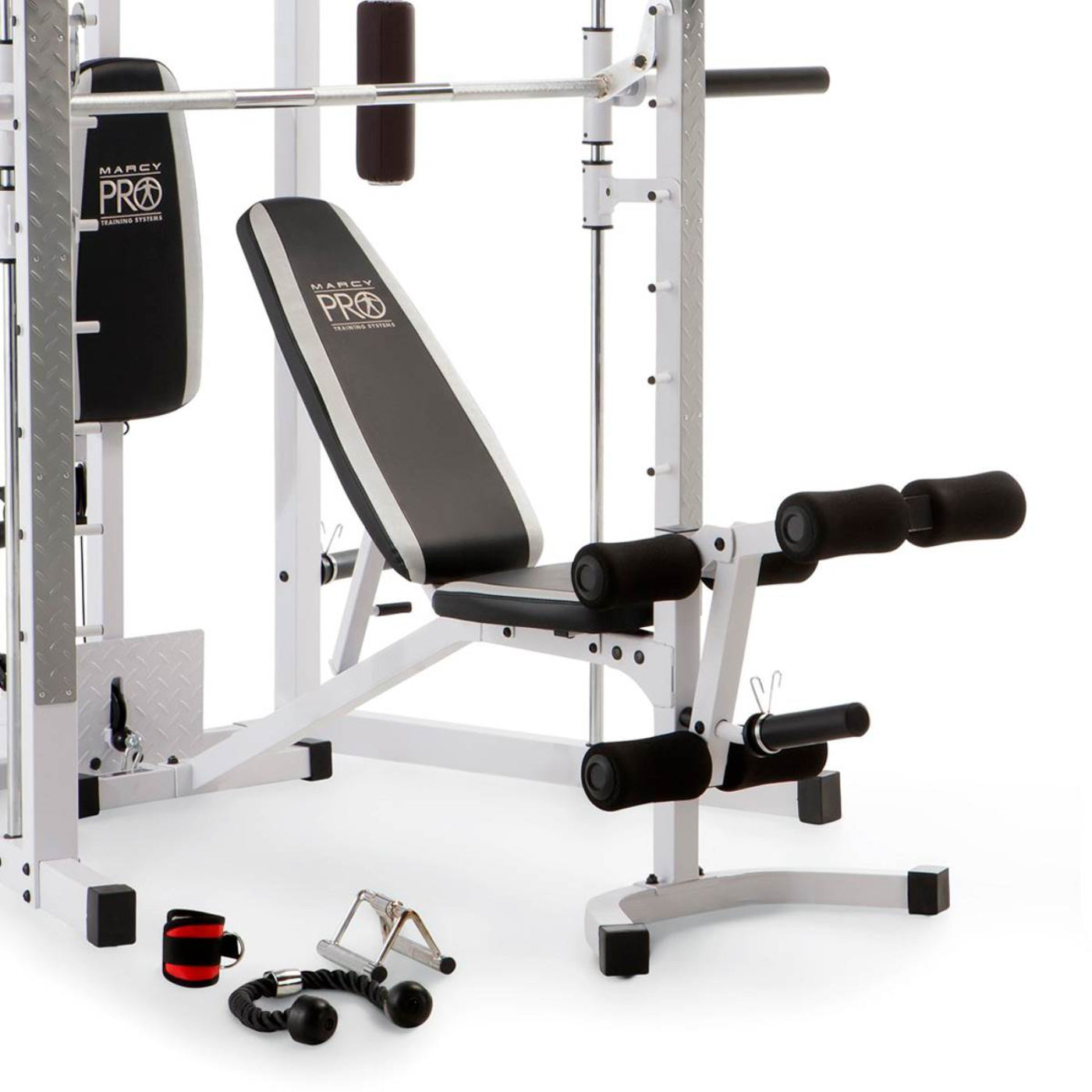 Marcy 5276 Combo Smith Heavy-Duty Total Body Strength Home Gym Machine, White - 84823