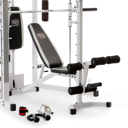 Marcy 5276 Combo Smith Heavy-Duty Total Body Strength Home Gym Machine, White - 84823