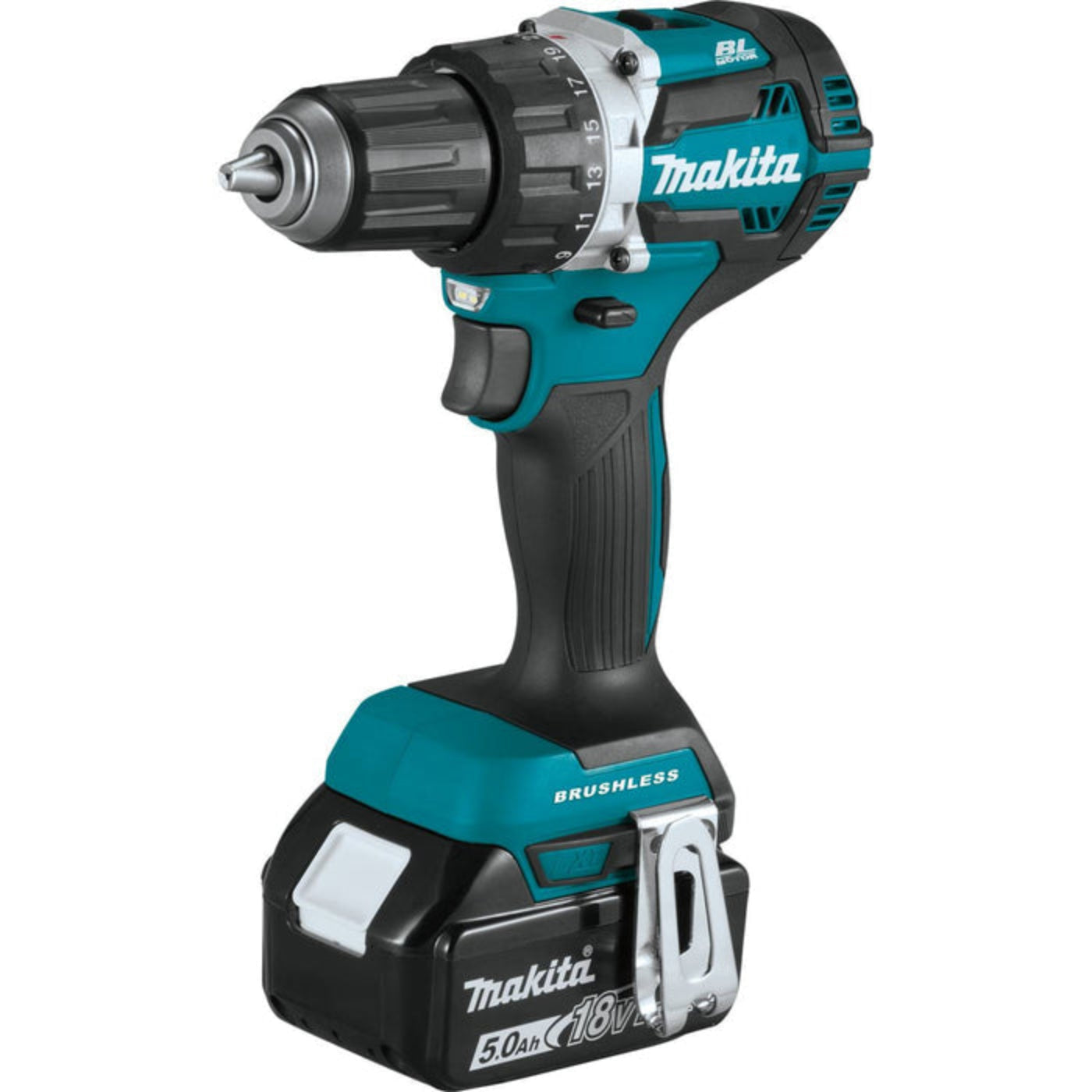 Makita 18V LXT Lithium-Ion Compact Brushless Cordless 1/2" Driver-Drill Kit, 2-speed, var. spd., L.E.D. Light, bag  - XFD12T