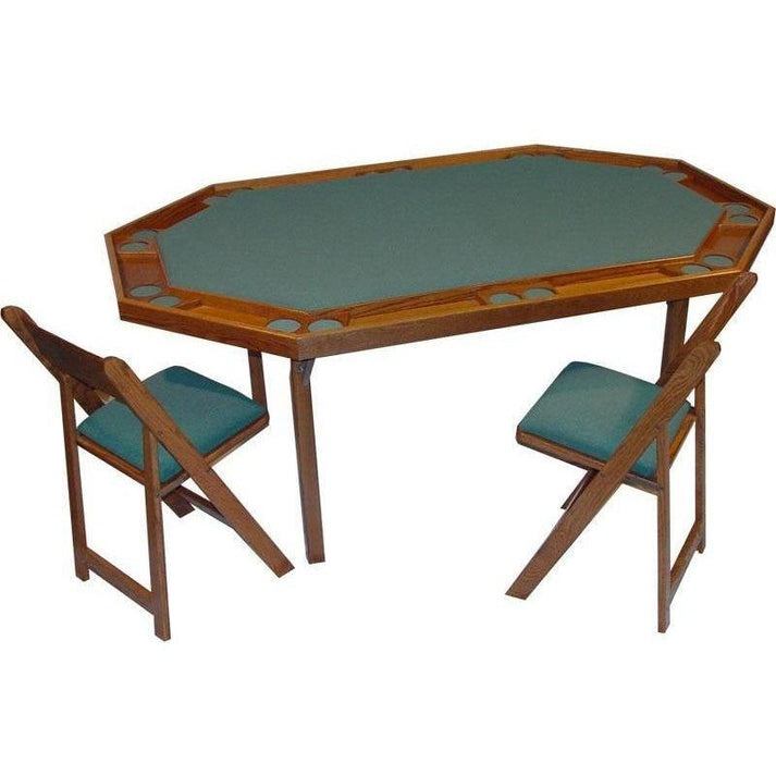 Kestell Deluxe Folding Custom Poker Table Oak Wood 10 Person - 872