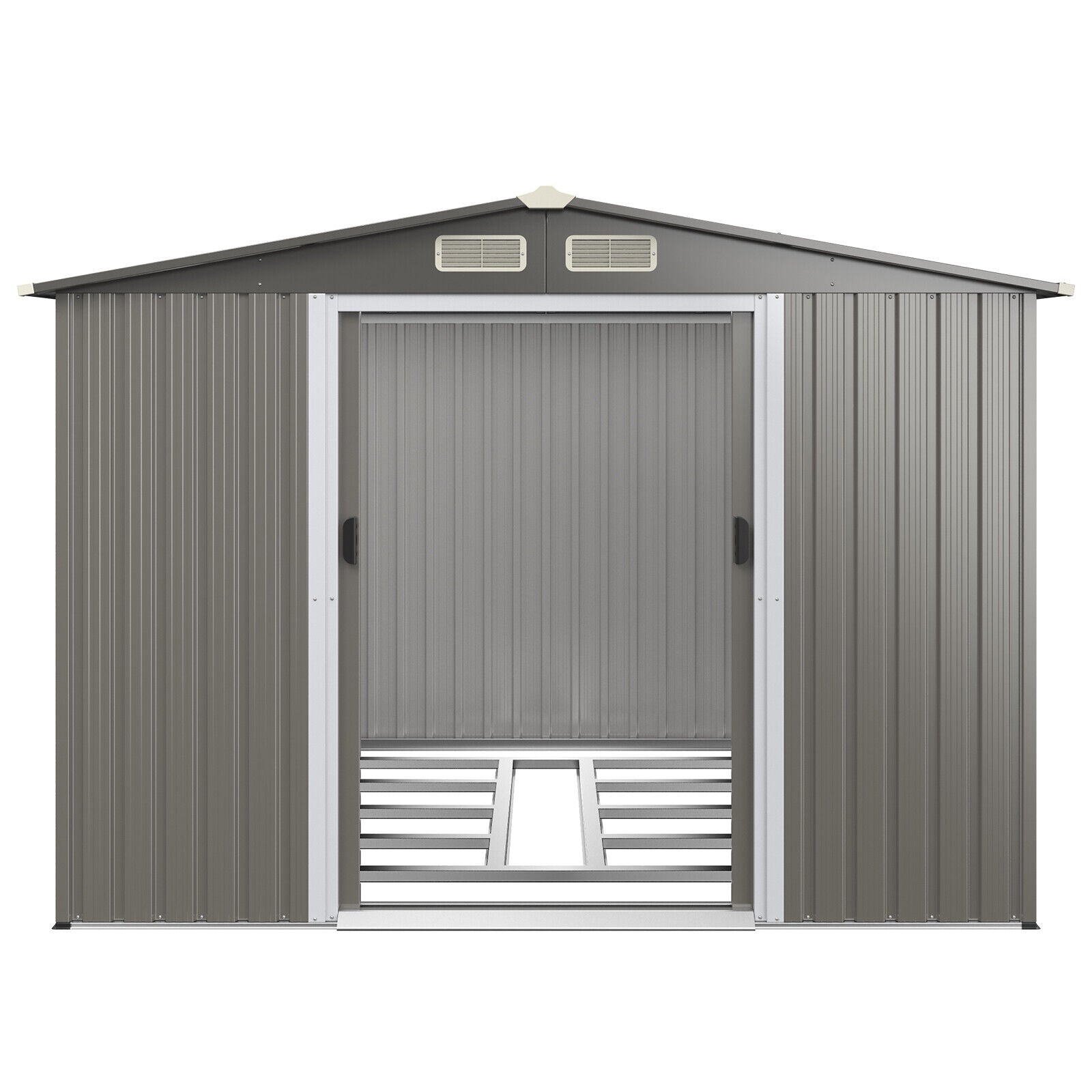 Costway Metal Storage Shed 8' x 6' with Sliding Double Lockable Doors New - GT3859LDG+