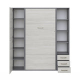 Maxima House Vertical Murphy Bed Invento, European Queen Size with mattress and 2 storage cabinets - IN160V-08/09W - Backyard Provider