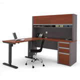 Bestar Connexion L-Desk with Hutch & Electric Height Adjustable Table