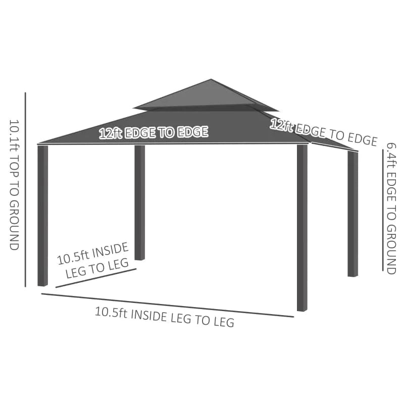 Outsunny 12x12 Hardtop Gazebo - 84C-204V03