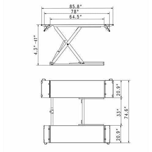 Aston Mid-Rise Scissor Lift 6600lbs 47" Electric Lock Release 110v - ASL-MR6647 - Backyard Provider