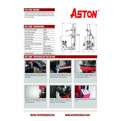 Aston Truck Tire Changer Combo Fully Automatic Vertical Designed - 1500-2000L - Backyard Provider