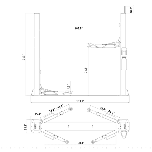 Aston 2-Post Car Lift 10000 lbs. Single Point Lock Release - AL-100XH - Backyard Provider