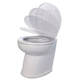 Jabsco Deluxe Flush 17" Angled Back 12V Raw Water Electric Marine Toilet w/Remote Rinse Pump Soft Close Lid - 58220-3012