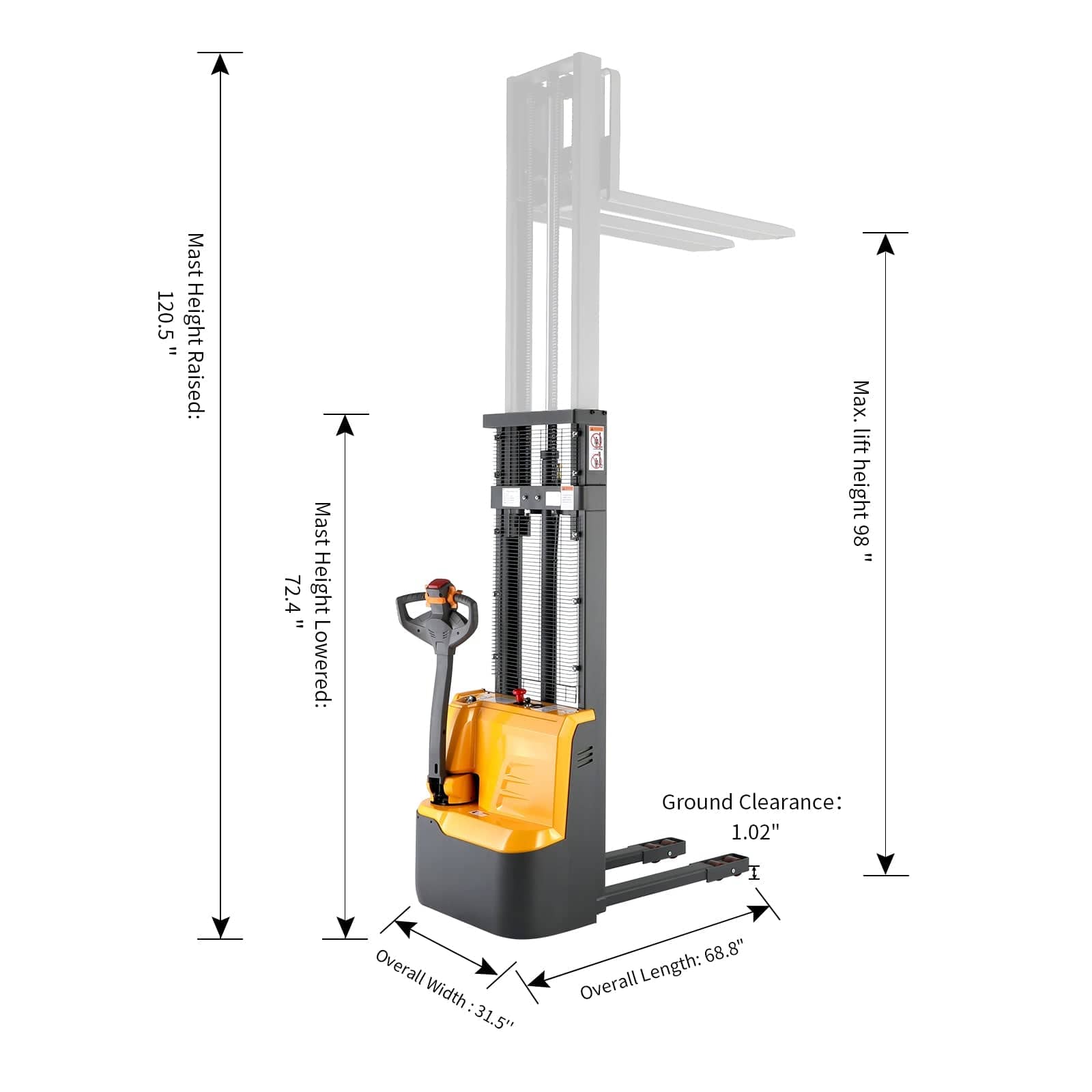 Apollolift Powered Forklift Full Electric Walkie Stacker 3300lbs Cap. Fixed Legs.98" Lifting A-3033 - Backyard Provider