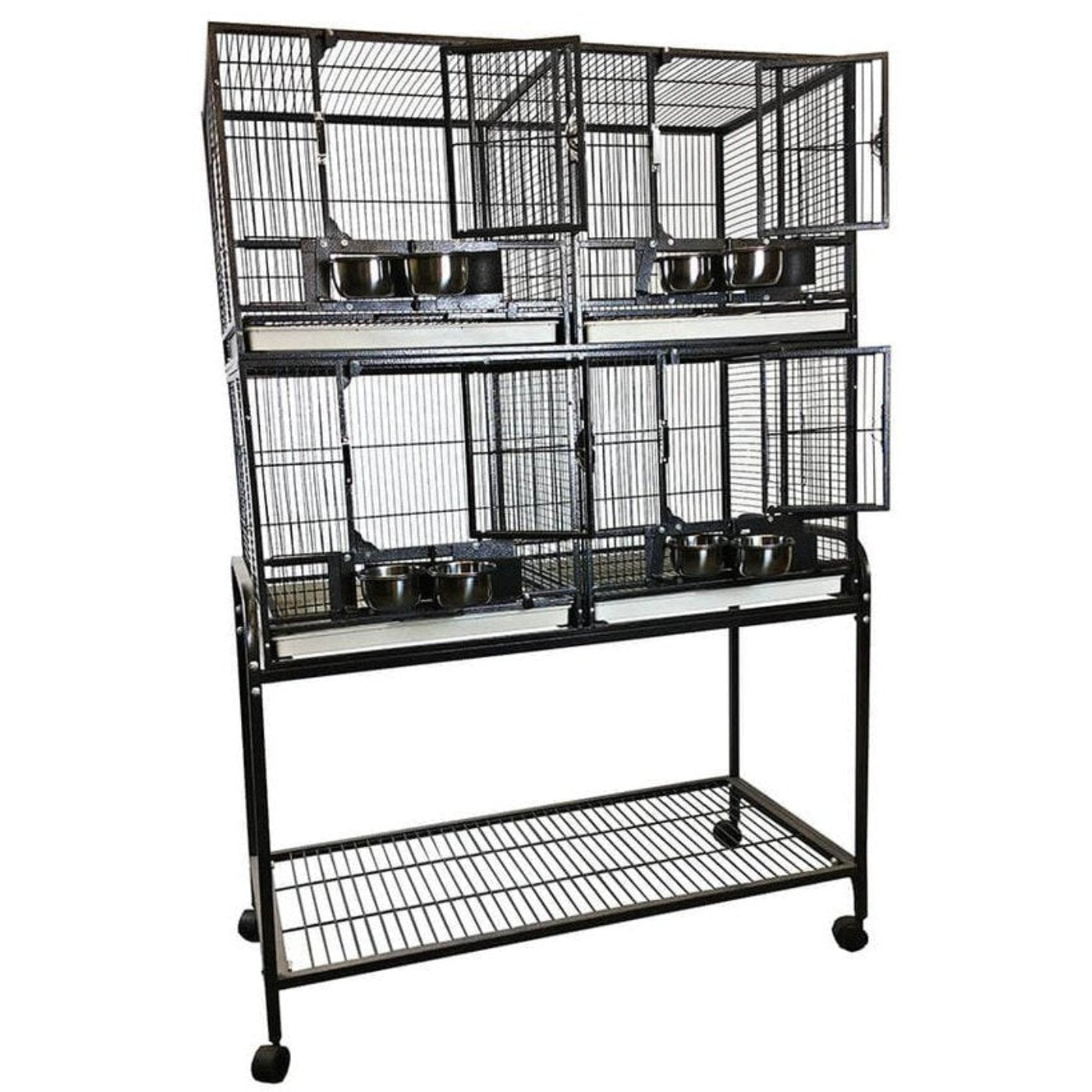 A&E 40"x20" 4-Unit Bird Cage With Stand And Removable Dividers - 4020-2 Black