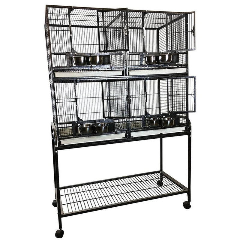 A&E 40"x20" 4-Unit Bird Cage With Stand And Removable Dividers - 4020-2 Black