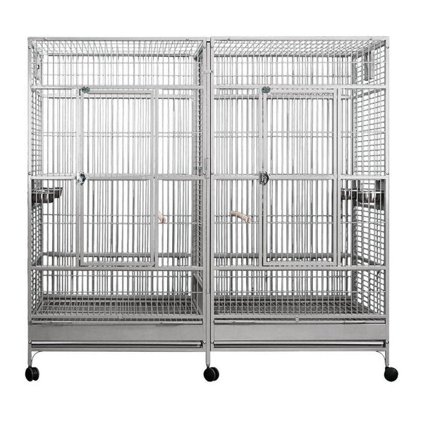 A&E Stainless Steel 80"X40" Huge Double Macaw Cage - 8040FL Stainless Steel