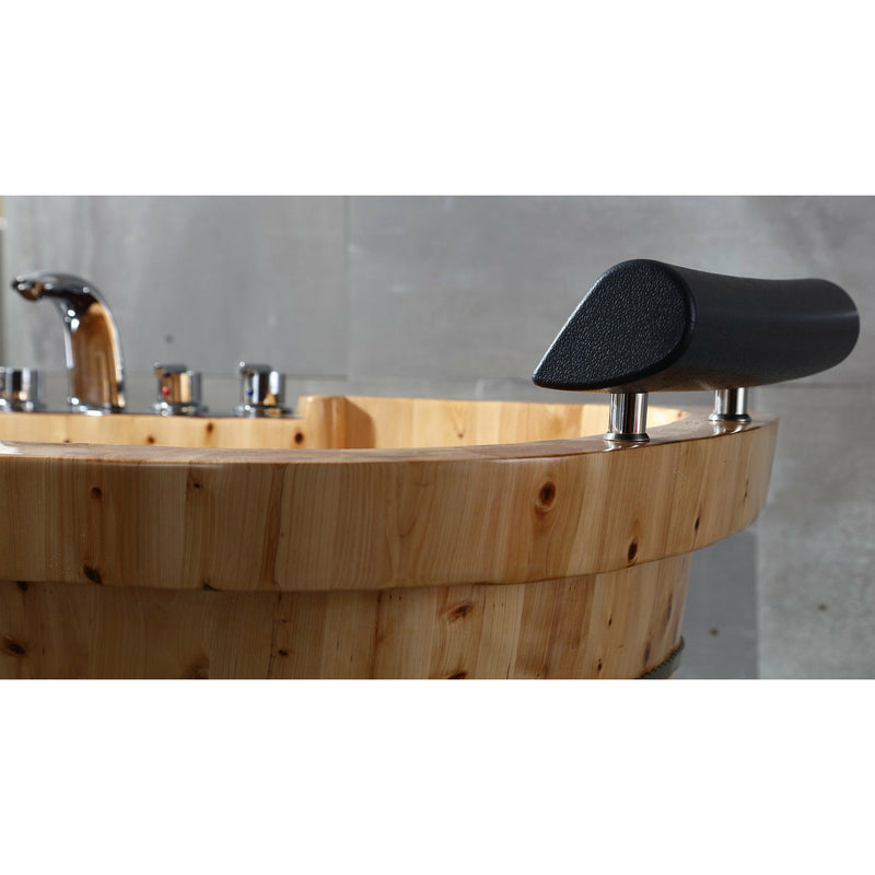 ALFI 65" Cedar Wooden Freestanding Bathtub with Fixtures & Headrests - 2 Person AB1130