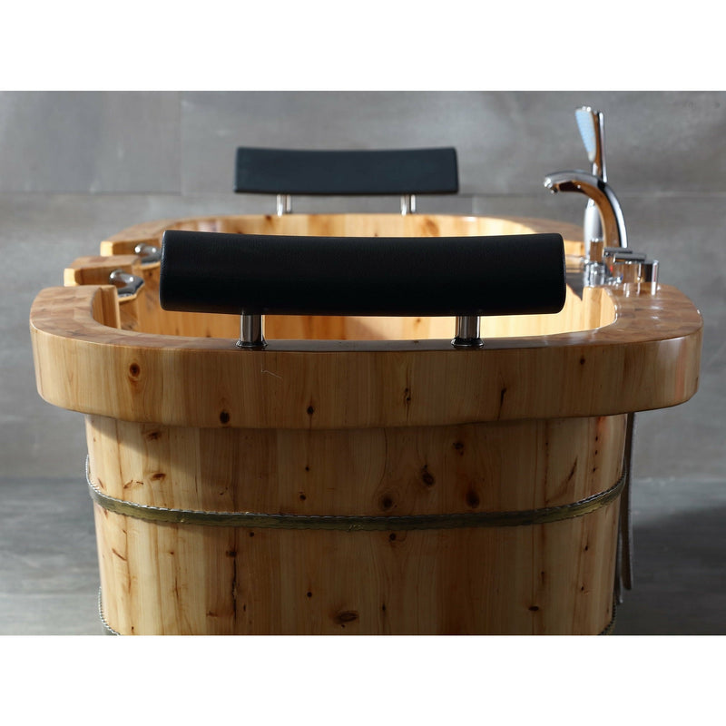 ALFI 65" Cedar Wooden Freestanding Bathtub with Fixtures & Headrests - 2 Person AB1130