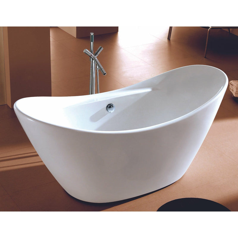 ALFI 68" Oval White Acrylic Freestanding Slipper Soaking Bathtub - AB8803