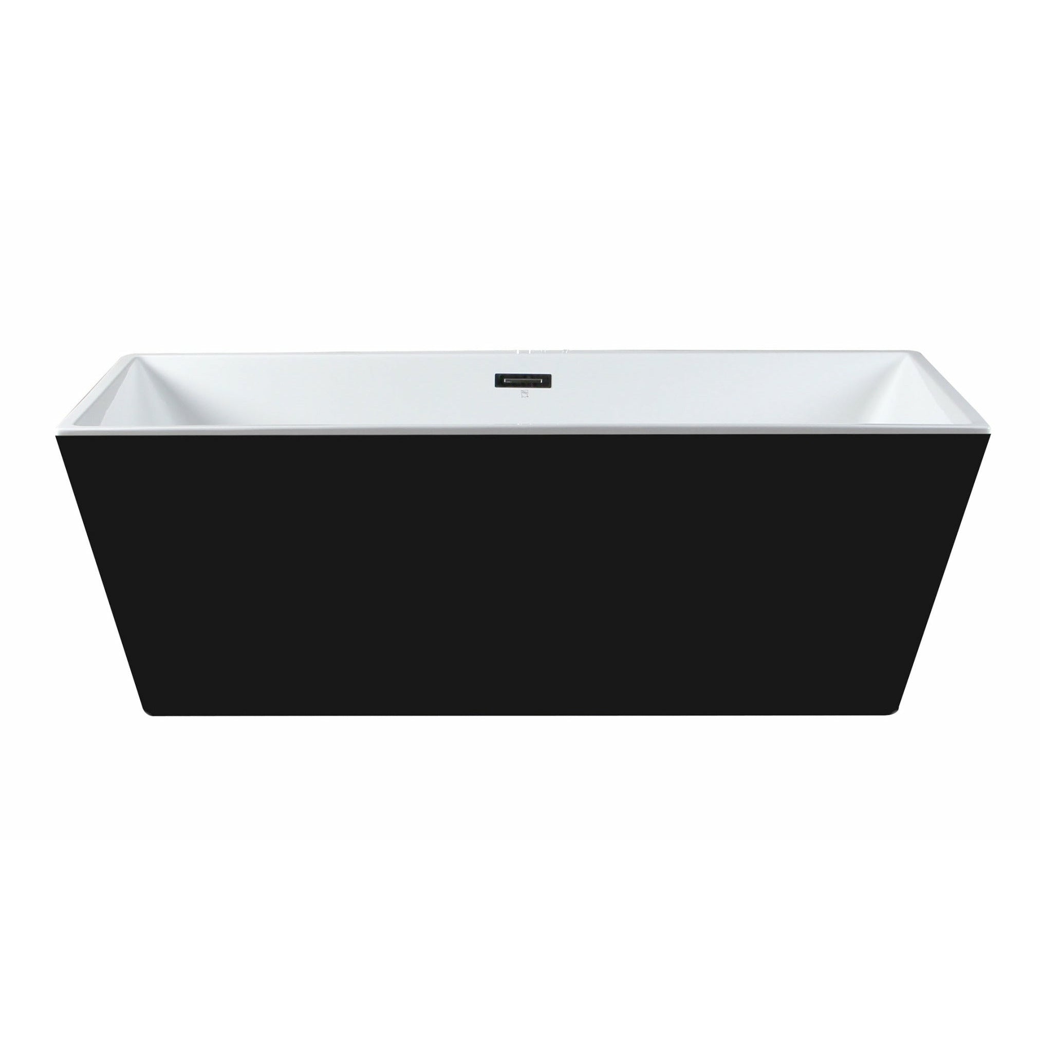 ALFI 59" Rectangular Black & White Freestanding Acrylic Soaking Bathtub AB8834