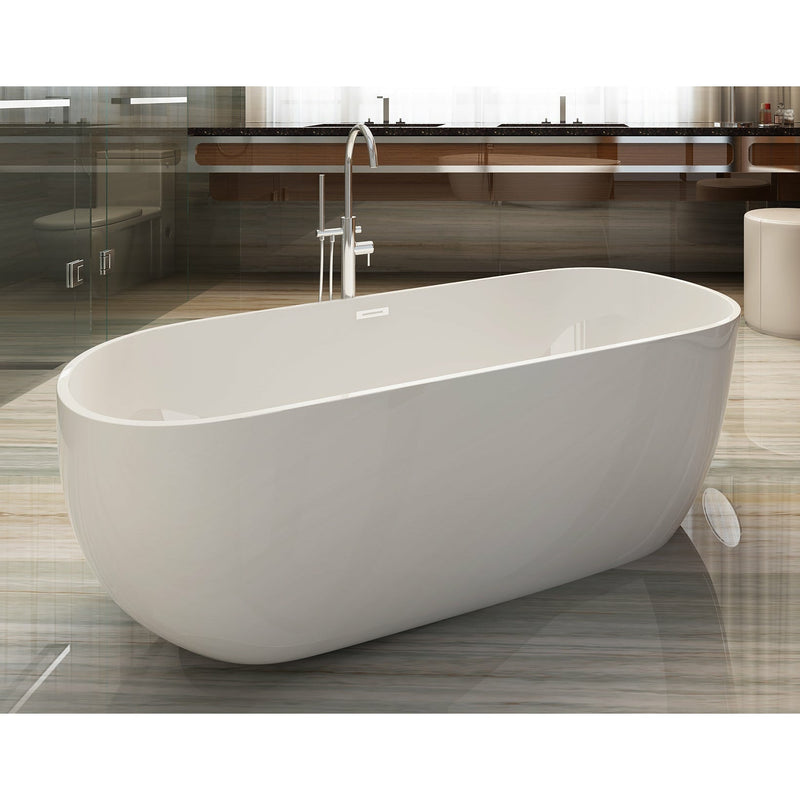 ALFI 59" Oval White Freestanding Acrylic Soaking Bathtub - AB8838