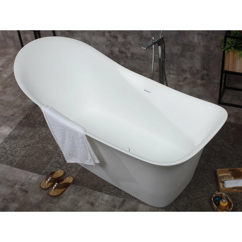 ALFI 74" White Solid Surface Smooth Resin Freestanding Soaking Bathtub AB9915