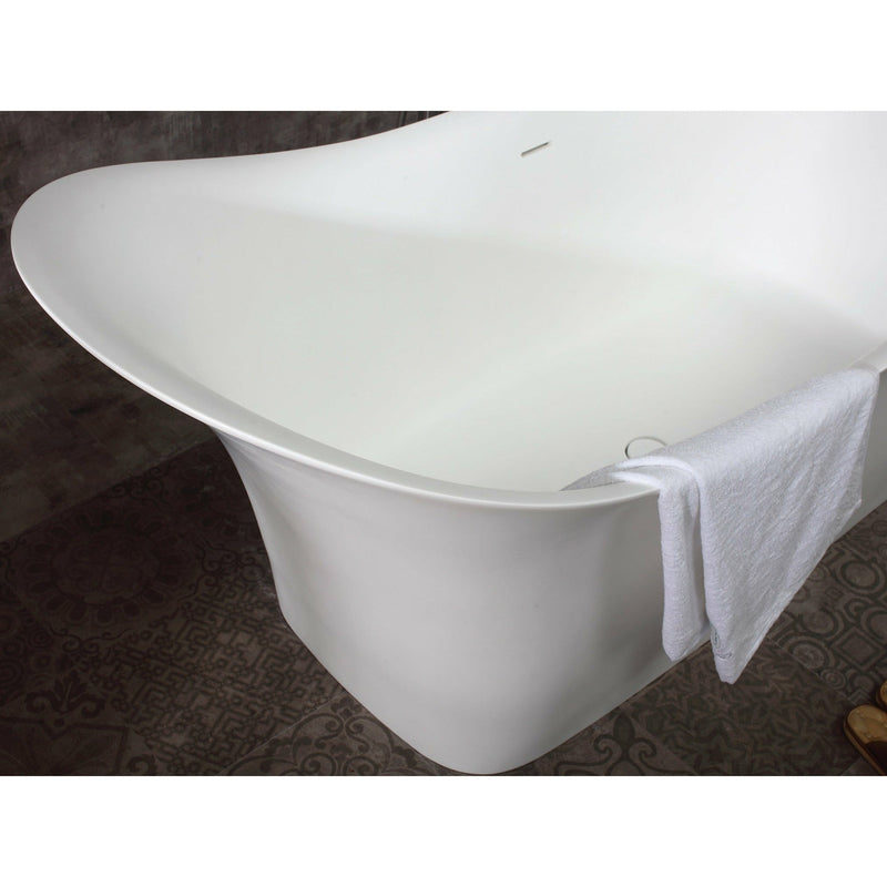 ALFI 74" White Solid Surface Smooth Resin Freestanding Soaking Bathtub AB9915