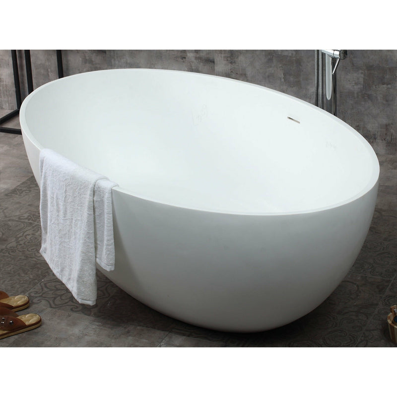 ALFI 67" White Oval Freestanding Resin Bathtub - AB9941