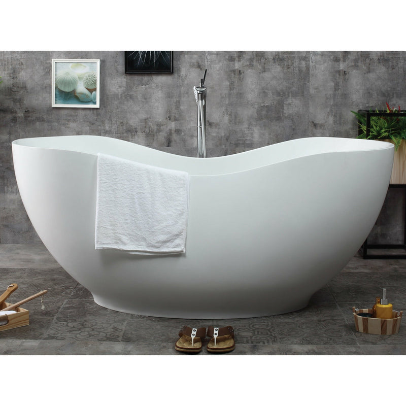 ALFI 66" White Solid Surface Freestanding Resin Soaking Bathtub - AB9949