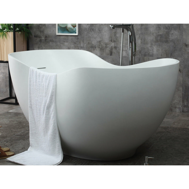 ALFI 66" White Solid Surface Freestanding Resin Soaking Bathtub - AB9949