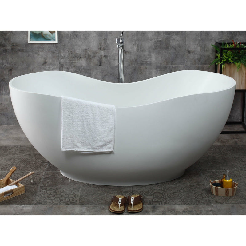 ALFI 66" White Solid Surface Freestanding Resin Soaking Bathtub - AB9949