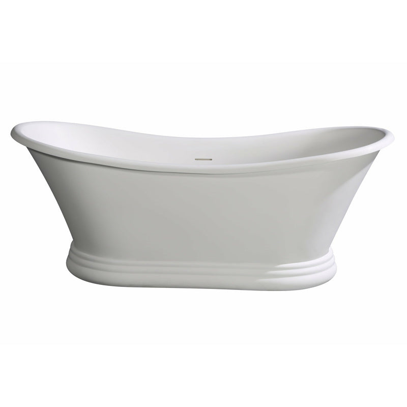 ALFI 67" White Matte Solid Surface Freestanding Resin Soaking Pedestal Bathtub AB9950