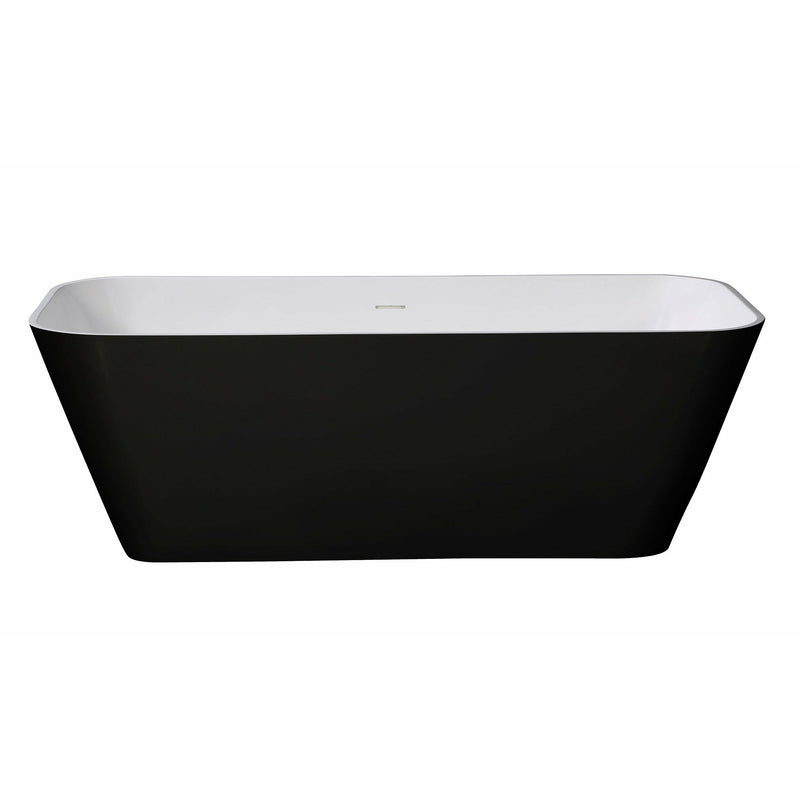 ALFI 67" Rectangular Black & White Rectangular Freestanding Resin Bathtub AB9952BM