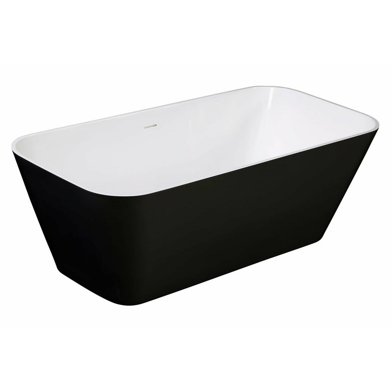 ALFI 67" Rectangular Black & White Rectangular Freestanding Resin Bathtub AB9952BM