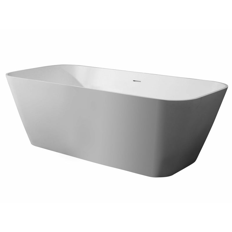 ALFI 67" Rectangular White Solid Surface Freestanding Smooth Resin Soaking Bathtub AB9952