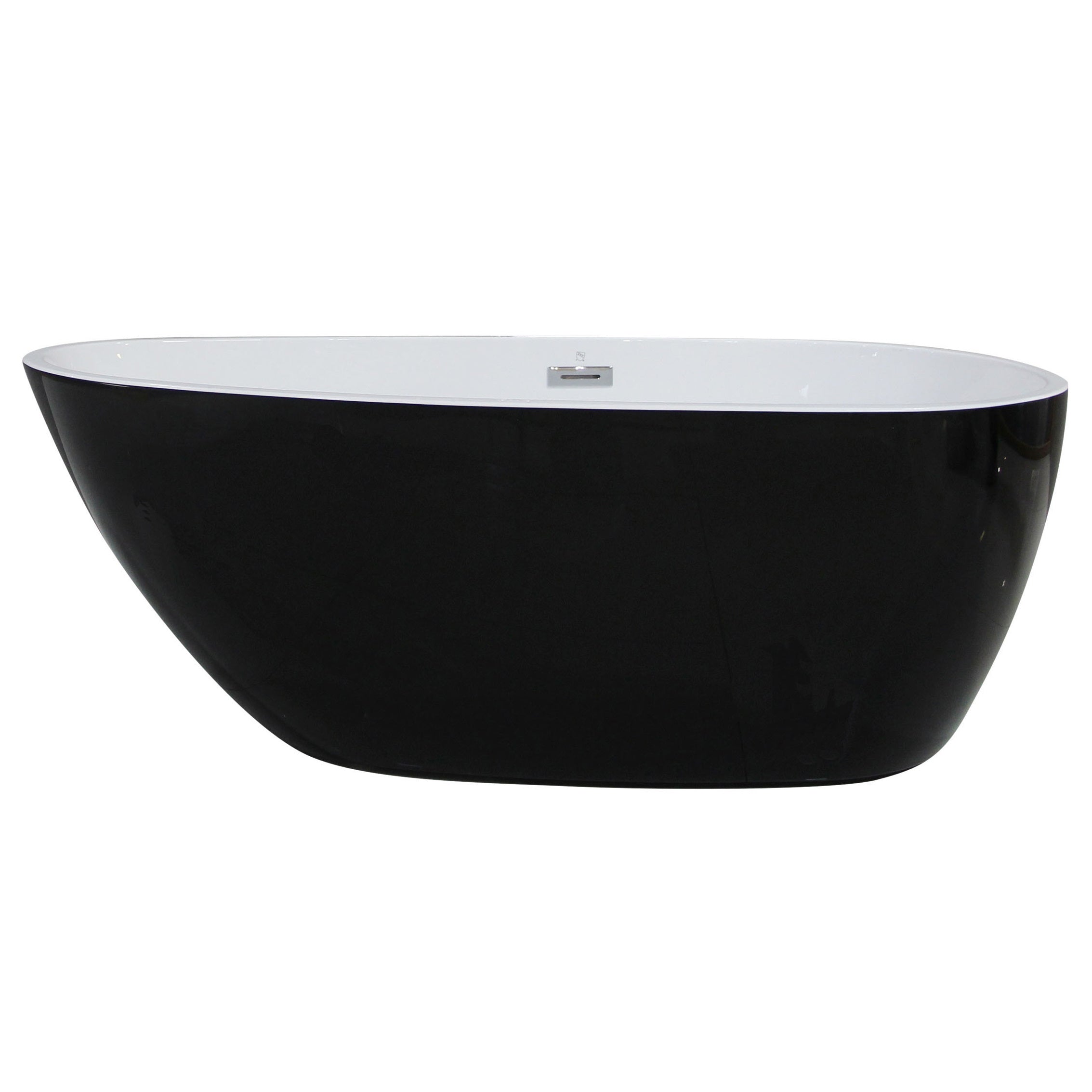 ALFI 59" Oval Black & White Freestanding Acrylic Soaking Bathtub - AB8862