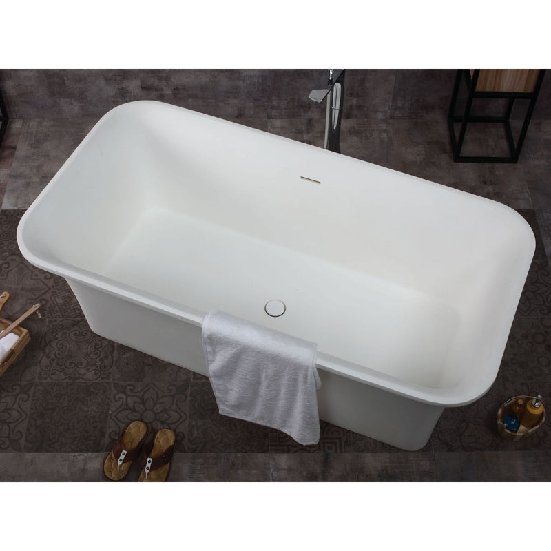 ALFI 67" Rectangular White Solid Freestanding Smooth Resin Soaking Bathtub AB9942