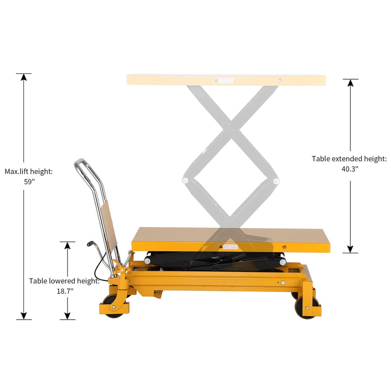 Apollolift Single Scissor Lift Table 1760 lbs. 39.5" lifting height - A-2005 - Backyard Provider