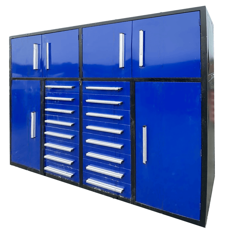 Chery Industrial AS-IS 7' Garage Storage Cabinets 16 Drawers