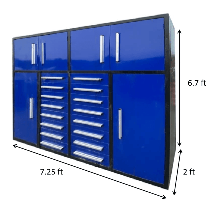 Chery Industrial AS-IS 7' Garage Storage Cabinets 16 Drawers