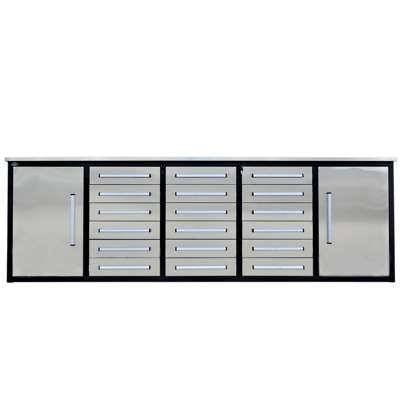 Chery Industrial AS-IS 10ft Storage Cabinet with Workbench 18 Drawers & 2 Cabinets