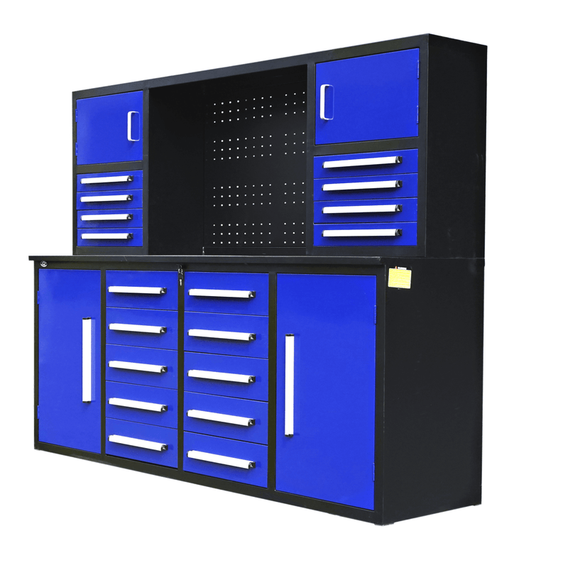 Chery Industrial AS-IS 7' Garage Storage Cabinet with Workbench 18 Drawers & 4 Cabinets & Pegboard