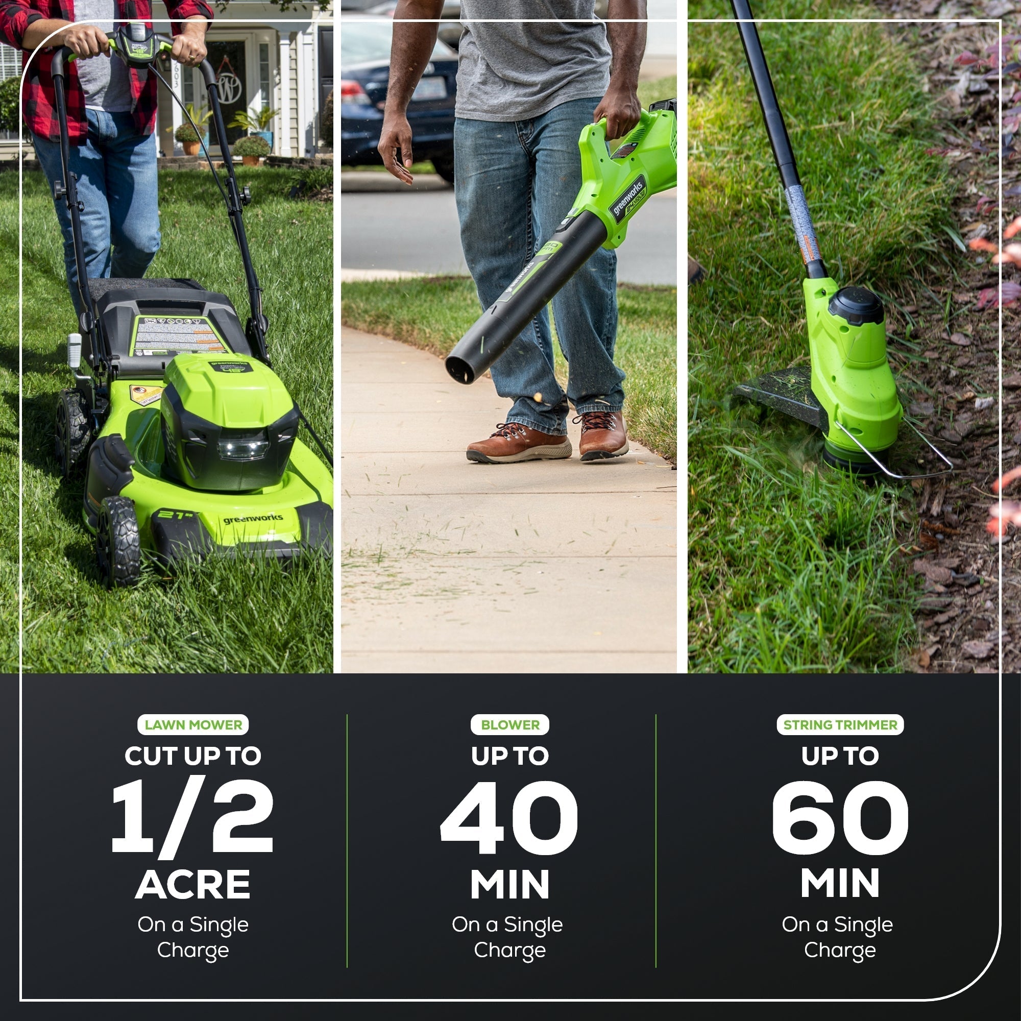 Greenworks 48V 21" Mower, Trimmer & Blower Combo Kit w/ Batteries - 1349002