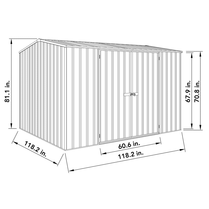 Absco 10x10x7 ft Premier Metal Storage Shed - AB1002