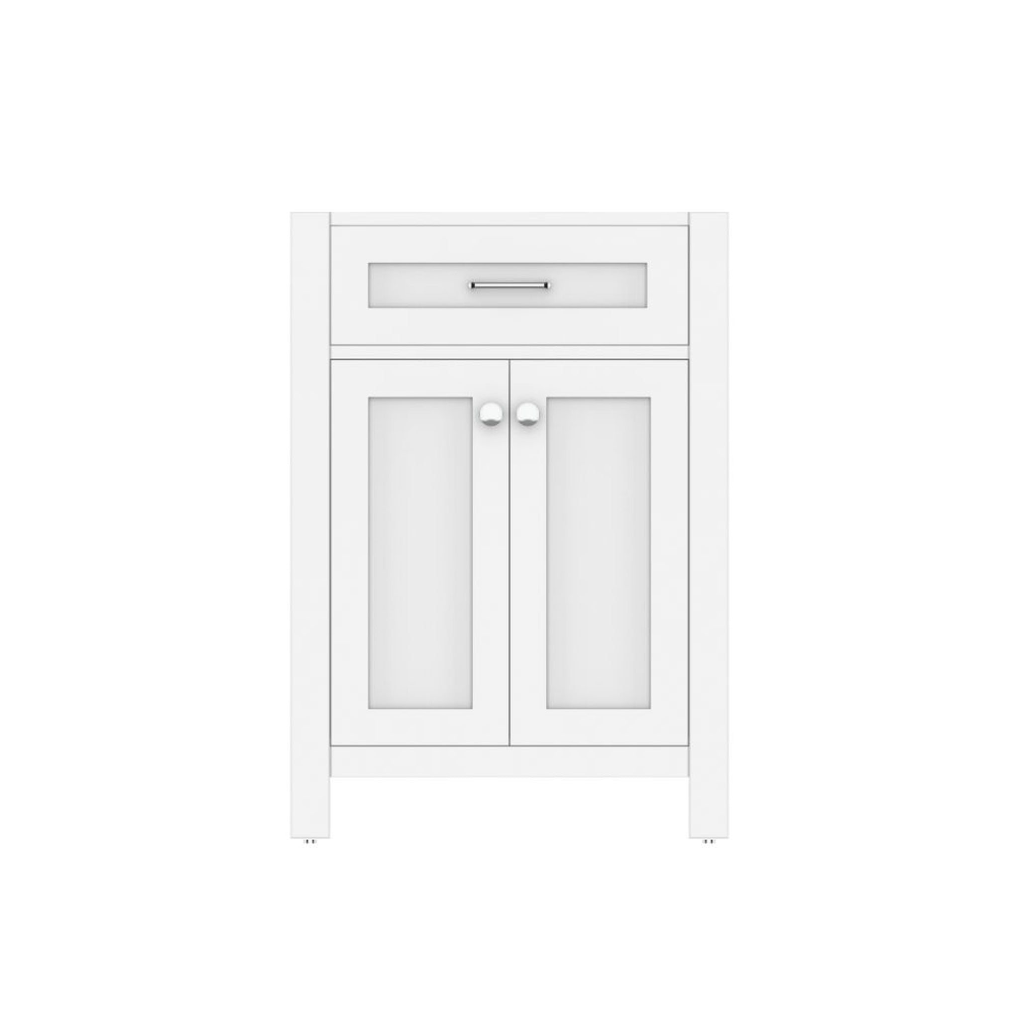 Alya Bath Norwalk 24" Single White Freestanding Bathroom Vanity With Brushed Nickel Edge Handles - HE-101-24-W - Backyard Provider