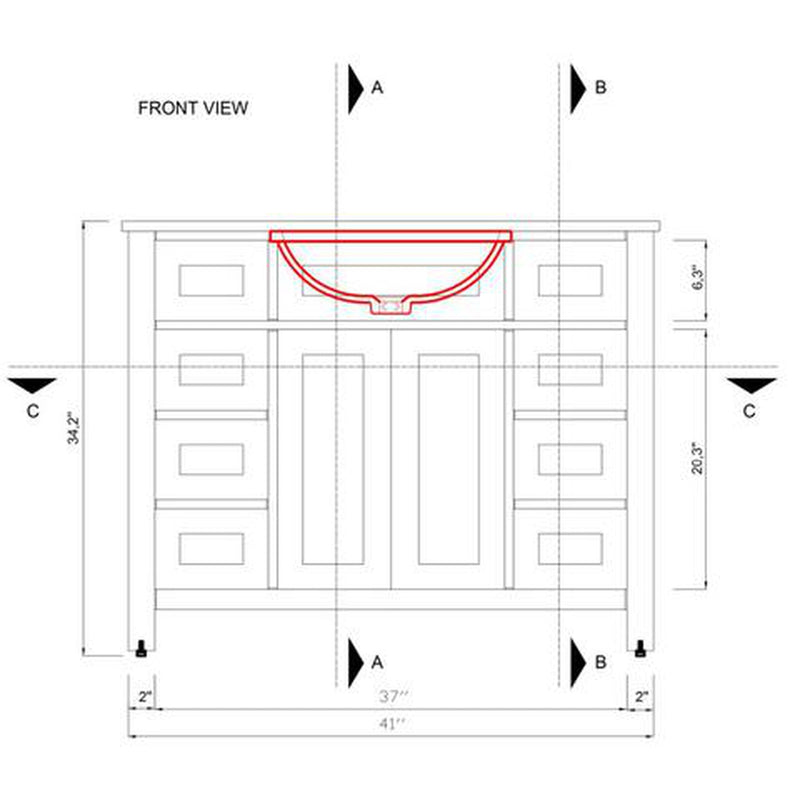 Alya Bath Norwalk 42" Single Blue Freestanding  Bathroom Vanity With Carrara Marble Top, Ceramic Sink and Wall Mounted Mirror - HE-101-42-B-CWMT + HE-101/102-42-B-M - Backyard Provider