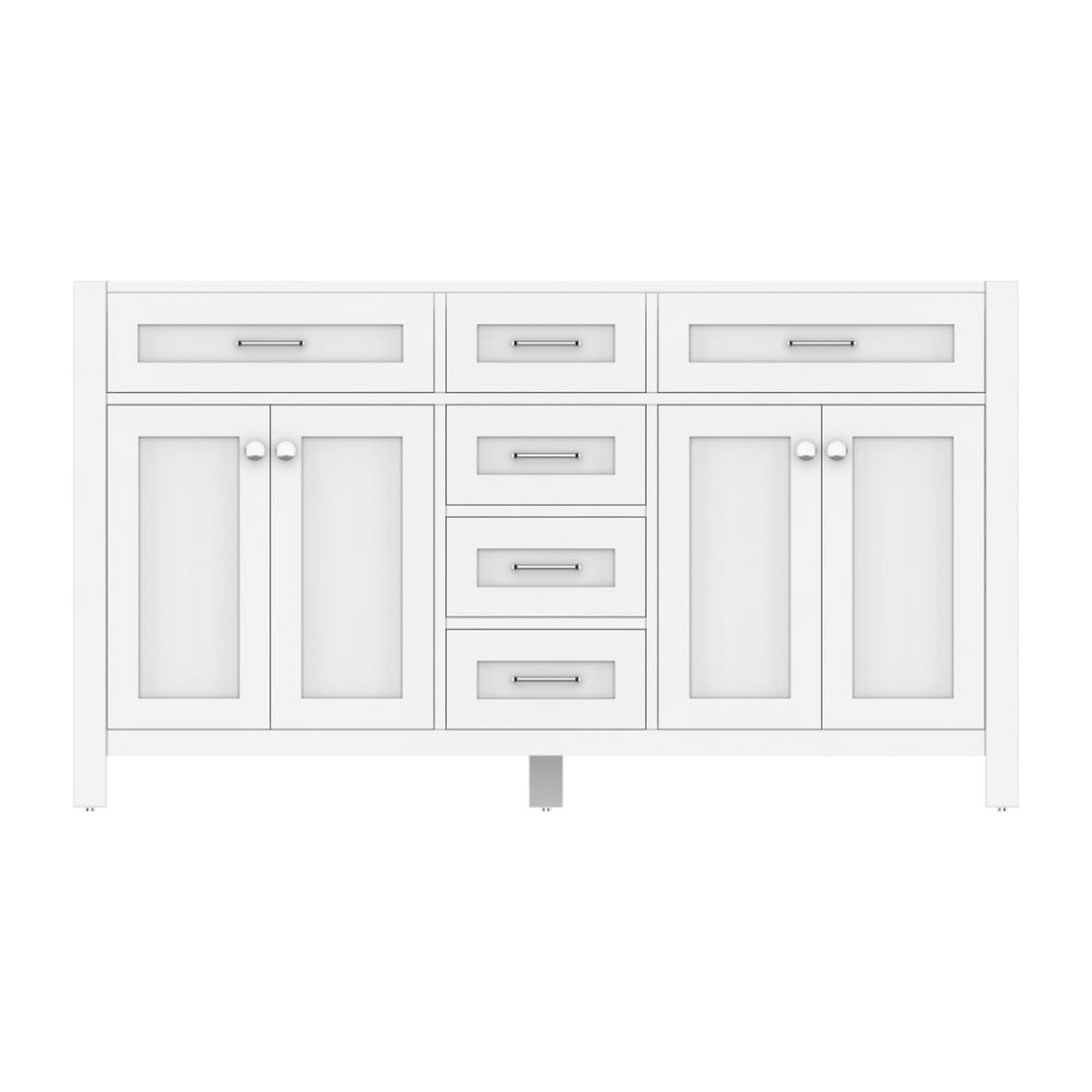 Alya Bath Norwalk 60" Double White Freestanding  Bathroom Vanity  With Brushed Nickel Edge Handles - HE-101-60D-W - Backyard Provider