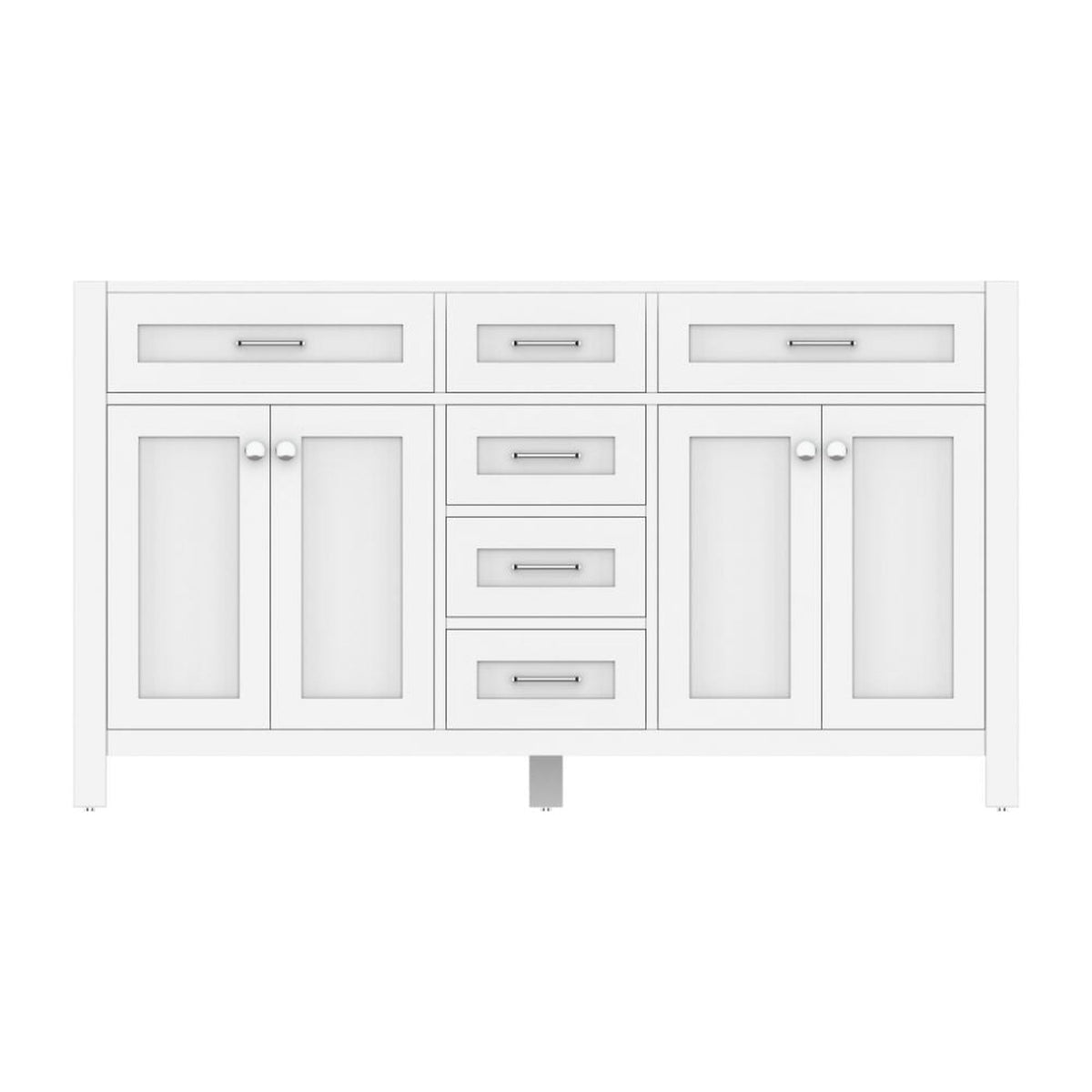 Alya Bath Norwalk 60" Double White Freestanding  Bathroom Vanity  With Brushed Nickel Edge Handles - HE-101-60D-W - Backyard Provider