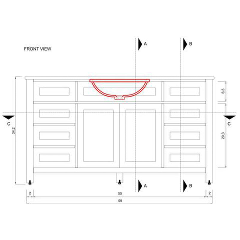 Alya Bath Norwalk 60" Double White Freestanding  Bathroom Vanity With Carrara Marble Top, Ceramic Sink and Two Mirrors - HE-101-60D-W-CWMT + 2x HE-101/102-24-W-M - Backyard Provider