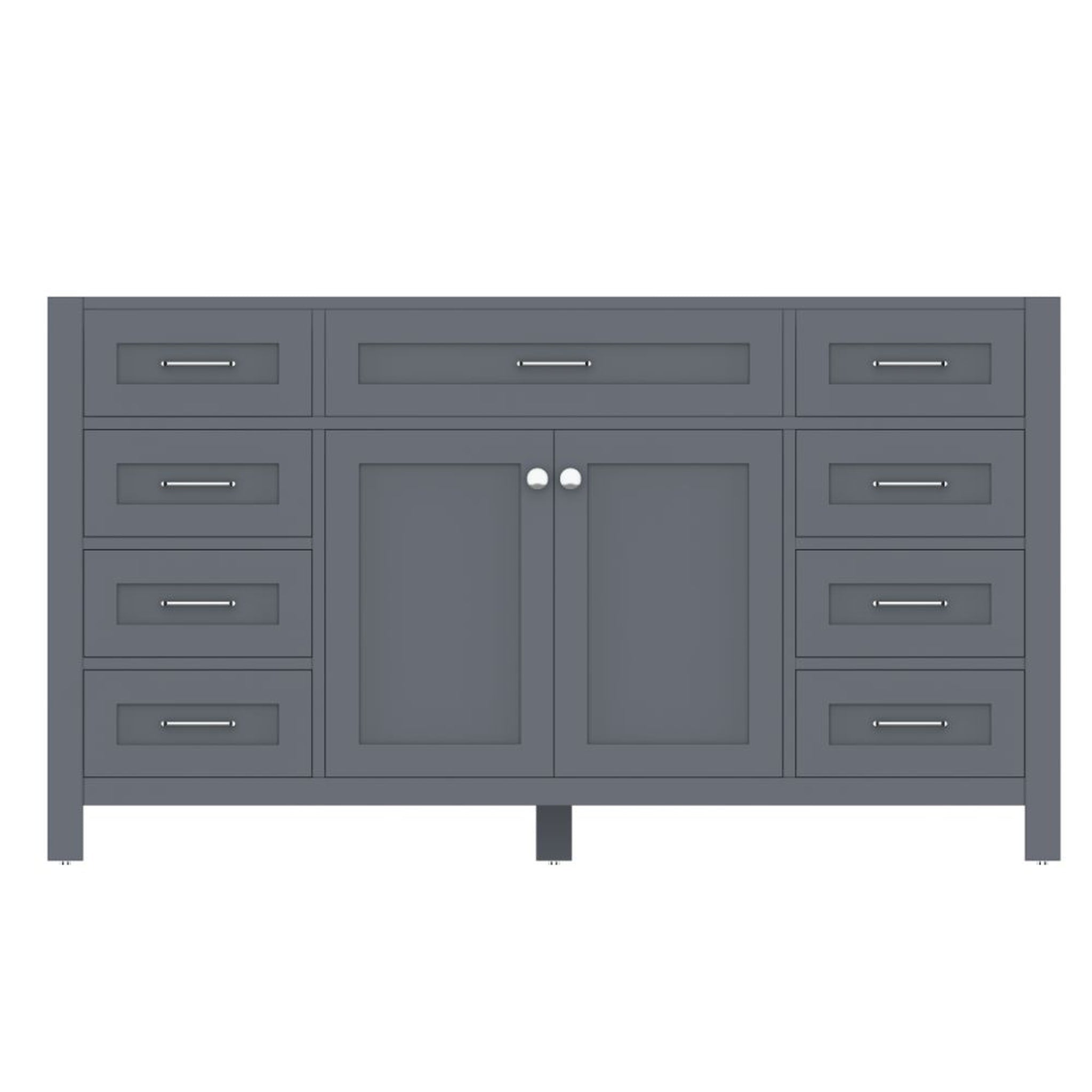 Alya Bath Norwalk 60" Single Gray Freestanding  Bathroom Vanity  With Brushed Nickel Edge Handles - HE-101-60S-G - Backyard Provider